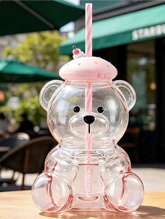 Starbucks Other - Starbucks Pink Cupcake Clear Bear Tumbler with Straw